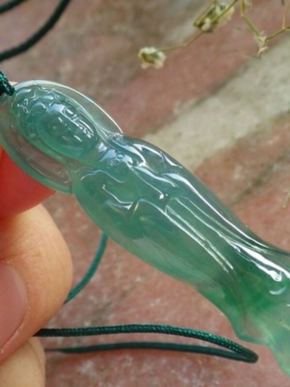 Certified Icy Green Burma Natural A Jade jadeite Pendant Guanyin Kwan Yin